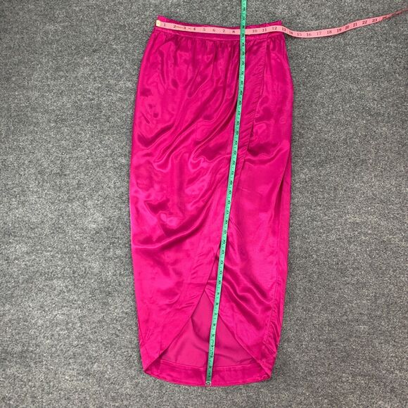 Maeve Tulip Satin Skirt Women 2 Anthropologie Pink Front Split Button Front Wrap - Picture 7 of 16